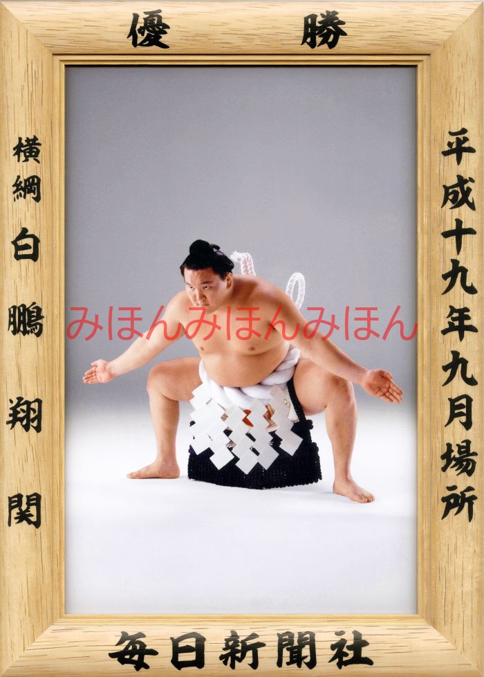 白鵬翔関　優勝ミニ額 大相撲ミニ額 大相撲優勝額　平成１９年９月場所 優勝 横綱 白鵬翔関（４回目の優勝）優勝記念品 相撲グッズ 力士グッズ 相撲取りグッズ 国技館 限定品 記念品 コレクション 写真 H1909