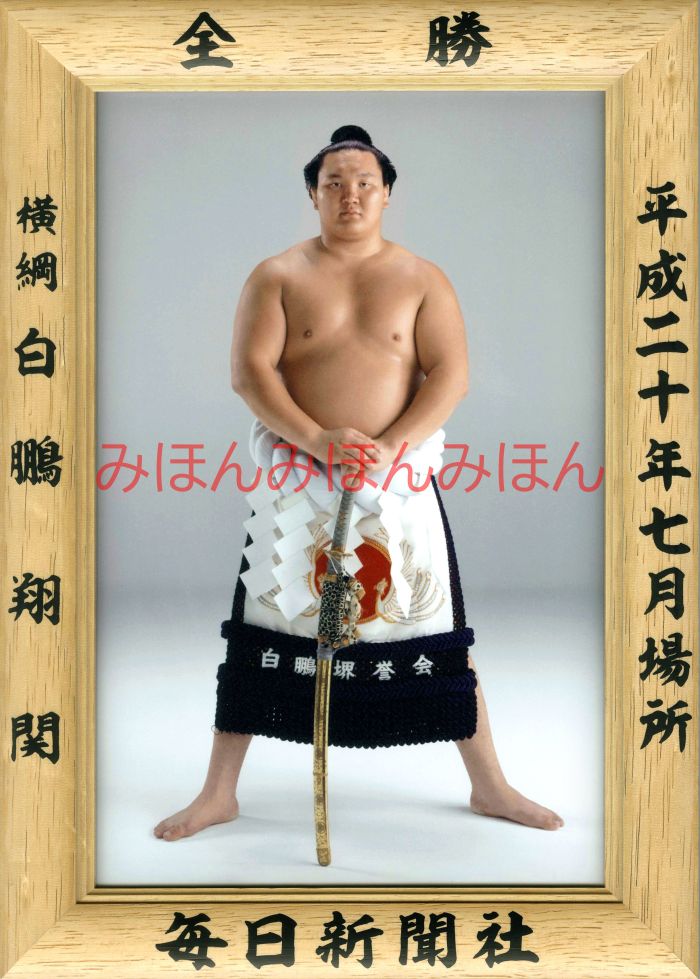 白鵬翔関　優勝ミニ額 大相撲ミニ額 大相撲優勝額　平成２０年７月場所 全勝 横綱 白鵬翔関（７回目の優勝）優勝記念品 相撲グッズ 力士グッズ 相撲取りグッズ 国技館 限定品 記念品 コレクション 写真 H2007