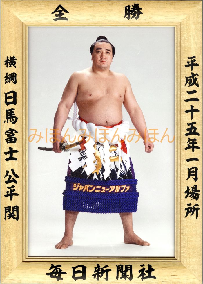 日馬富士公平関　優勝ミニ額 大相撲ミニ額 大相撲優勝額　平成２５年１月場所 全勝 横綱 日馬富士公平関（５回目の優勝）優勝記念品 相撲グッズ 力士グッズ 相撲取りグッズ 国技館 限定品 記念品 コレクション 写真 H2501