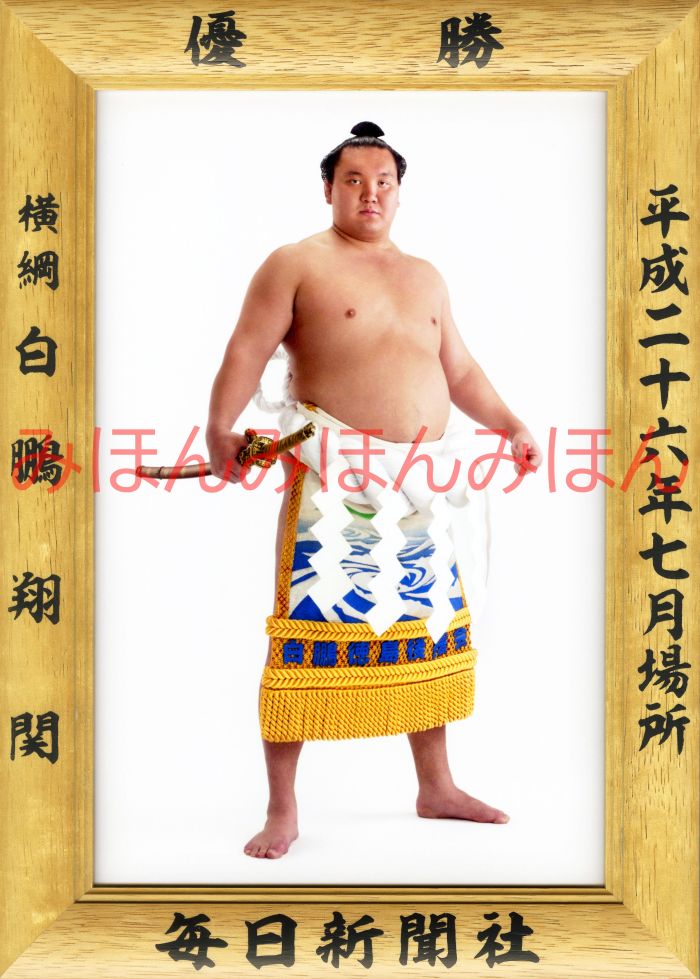 白鵬翔関　優勝ミニ額 大相撲ミニ額 大相撲優勝額　平成２６年７月場所 優勝 横綱 白鵬翔関（３０回目の優勝）優勝記念品 相撲グッズ 力士グッズ 相撲取りグッズ 国技館 限定品 記念品 コレクション 写真 H2607