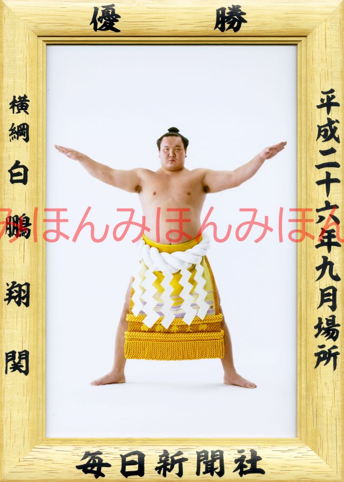 白鵬翔関　優勝ミニ額 大相撲ミニ額 大相撲優勝額　平成２６年９月場所 優勝 横綱 白鵬翔関（３１回目の優勝）優勝記念品 相撲グッズ 力士グッズ 相撲取りグッズ 国技館 限定品 記念品 コレクション 写真 H2609