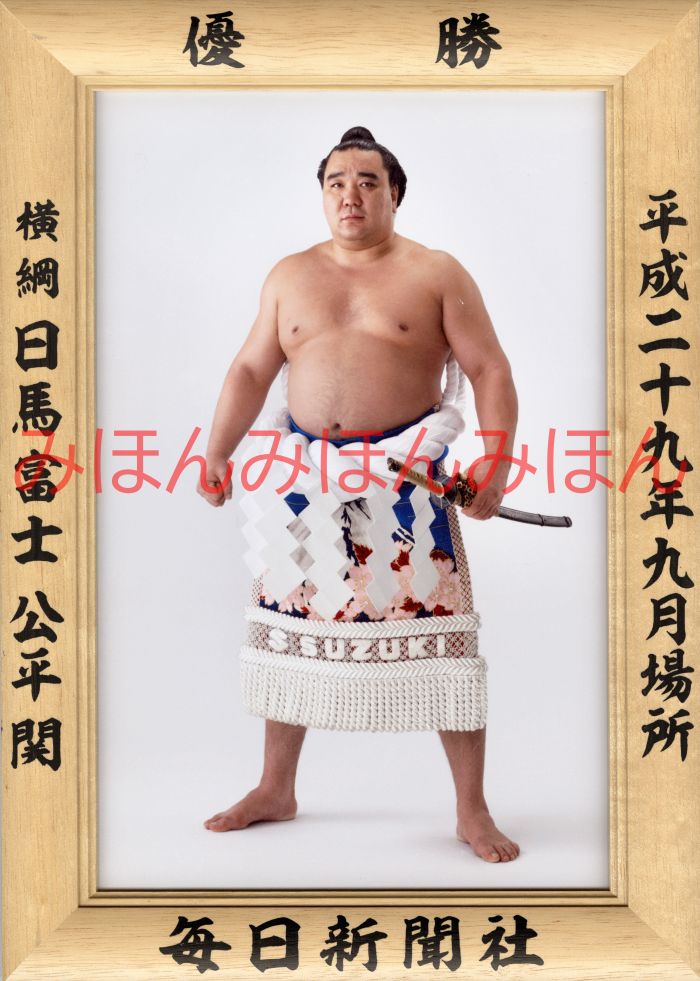 日馬富士公平関　優勝ミニ額 大相撲ミニ額 大相撲優勝額　平成２９（２０１７）年９月場所 優勝 横綱 日馬富士公平関（９回目最後の優勝）優勝記念品 相撲グッズ 力士グッズ 相撲取りグッズ 国技館 限定品 記念品 コレクション 写真 H2909