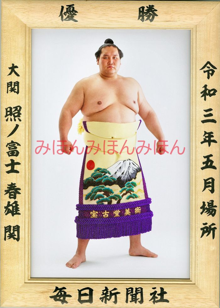 照ノ富士春雄関　優勝ミニ額 大相撲ミニ額 大相撲優勝額　令和３（２０２１）年５月場所 優勝 大関 照ノ富士 春雄関（４回目の優勝）優勝記念品 相撲グッズ 力士グッズ 相撲取りグッズ 国技館 限定品 記念品 コレクション 写真 R0305