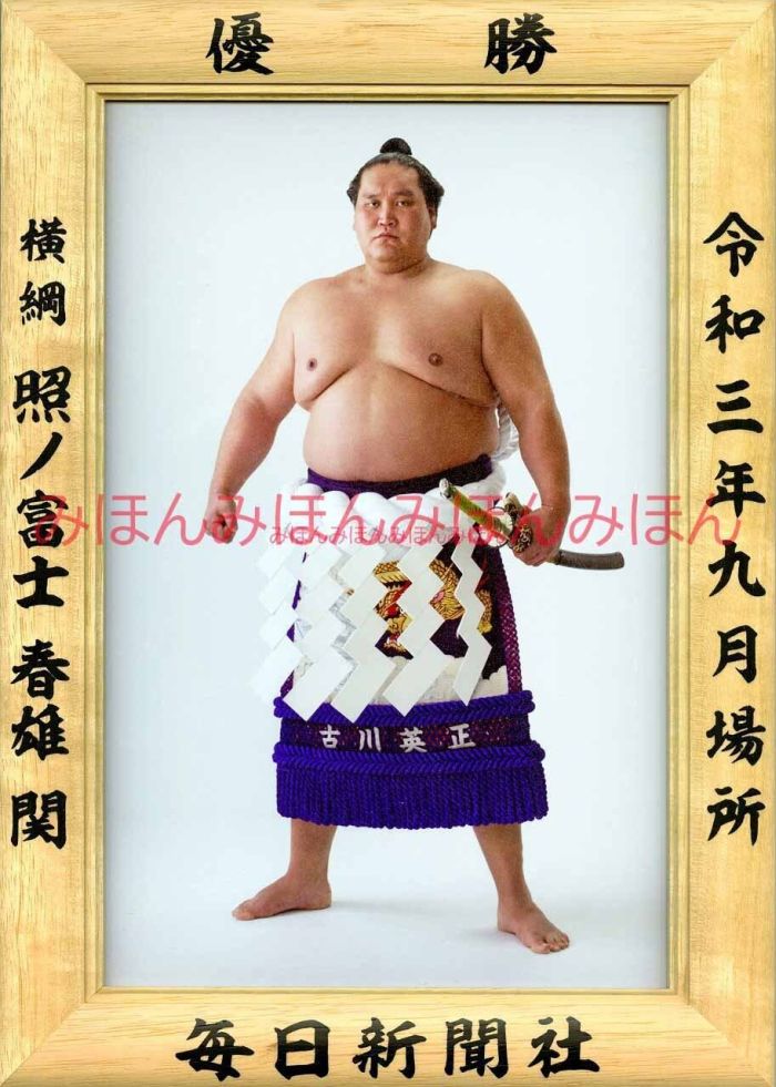 照ノ富士春雄関　優勝ミニ額 大相撲ミニ額 大相撲優勝額　令和３（２０２１）年９月場所 優勝 横綱 照ノ富士 春雄関（５回目の優勝）優勝記念品 相撲グッズ 力士グッズ 相撲取りグッズ 国技館 限定品 記念品 コレクション 写真 R0309