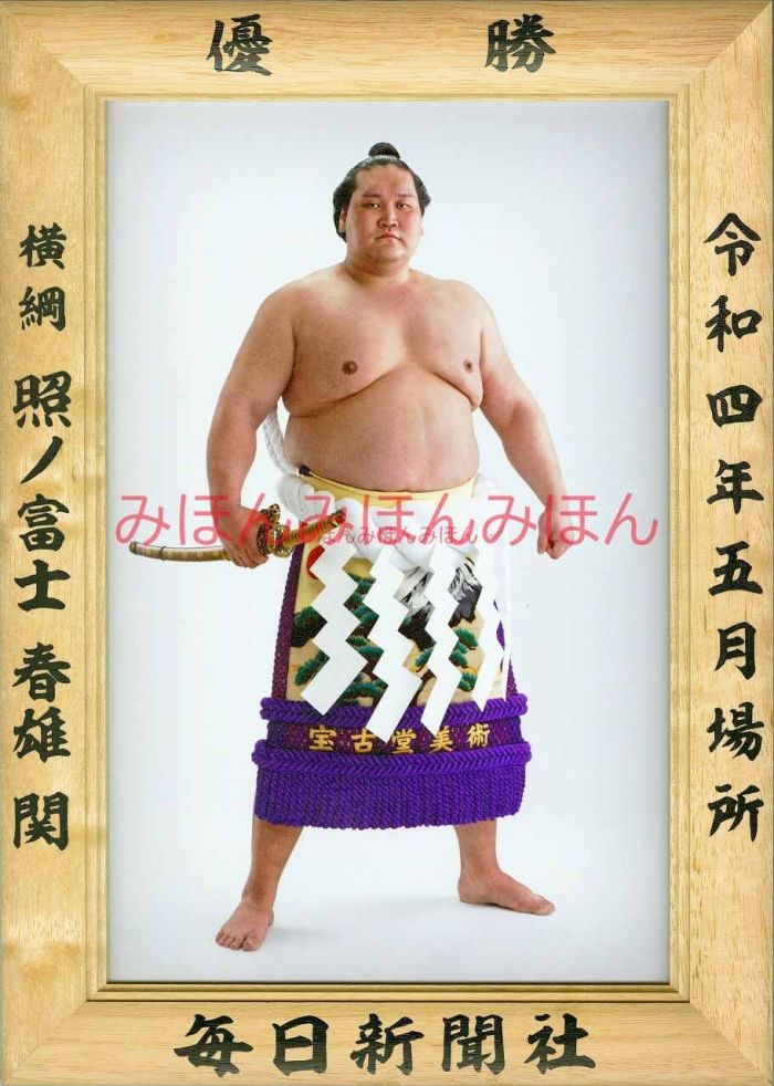 照ノ富士春雄関　優勝ミニ額 大相撲ミニ額 大相撲優勝額　令和４（２０２２）年５月場所 優勝 横綱 照ノ富士春雄関（７回目）優勝記念品 相撲グッズ 力士グッズ 相撲取りグッズ 国技館 限定品 記念品 コレクション 写真 R0405