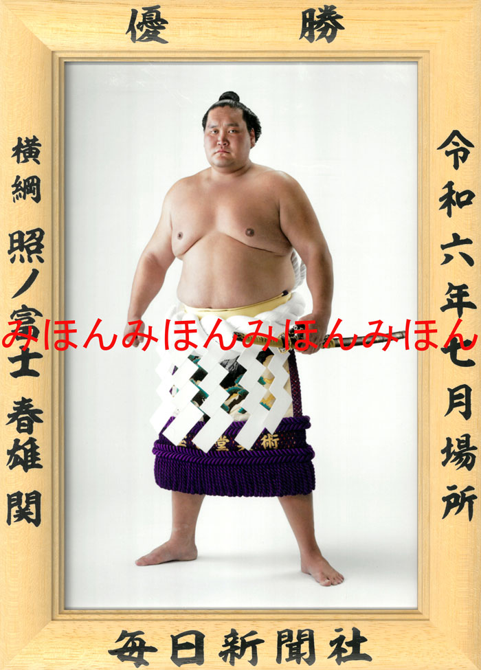 照ノ富士春雄関　優勝ミニ額 大相撲 ミニ額 大相撲 優勝額　令和６（２０２４）年７月場所 優勝 横綱 照ノ富士 春雄 関 （10回目）優勝記念品 相撲グッズ 力士グッズ 相撲取りグッズ 国技館 限定品 記念品 コレクション 写真 R0607