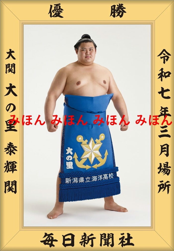 大の里 泰輝 関　優勝ミニ額 大相撲ミニ額 大相撲優勝額　令和７（２０２５）年３月場所 優勝 大関 大の里 関（３回目）優勝記念品 相撲グッズ 力士グッズ 相撲取りグッズ 国技館 限定品 記念品 コレクション 写真 R0703