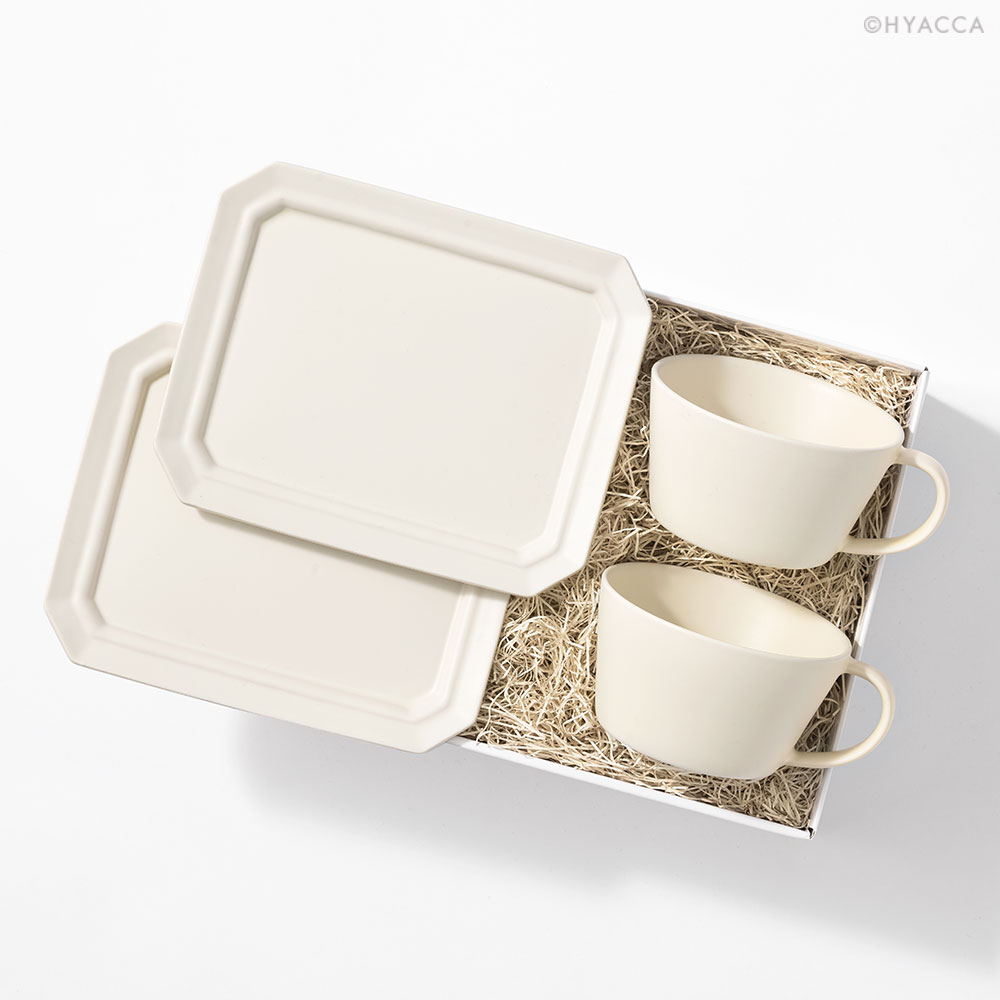 新作商品 SAKUZAN PLATE CUP BOX ホワイト 作山窯×HYACCA 美濃焼 作山窯 Sara 皿 スクエア M プレート スープカップ  マグカップ 380ml 無地 マット ペア 日本製 食器 磁器 セット 食器セット プレゼント 贈り物 ギフト クリーム fucoa.cl