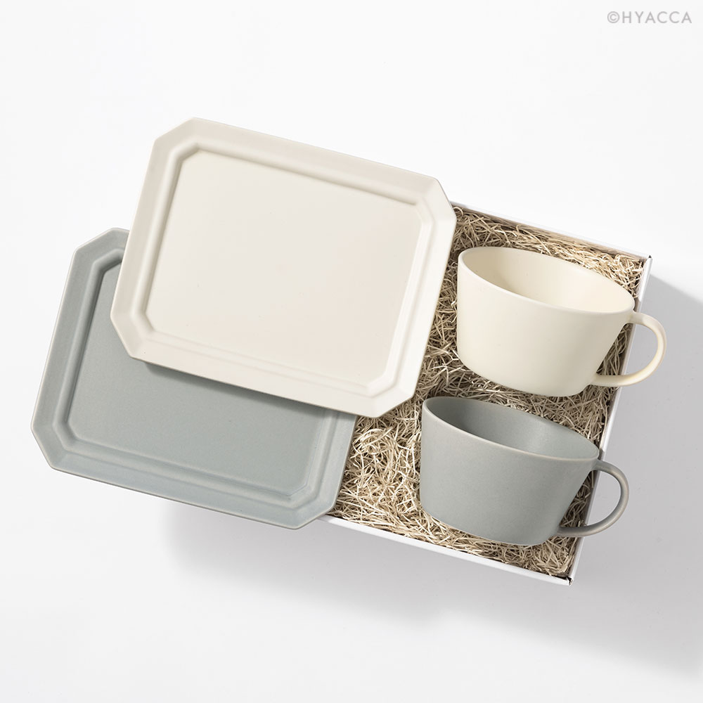 発売モデル 作山窯 食器 Sara 磁器 ホワイト マット 380ml BOX M SAKUZAN 贈り物 CUP マグカップ スクエア 食器セット  セット 皿 日本製 美濃焼 ペア 作山窯×HYACCA PLATE プレート ペアセット グレー 無地 食器・カトラリー・グラス