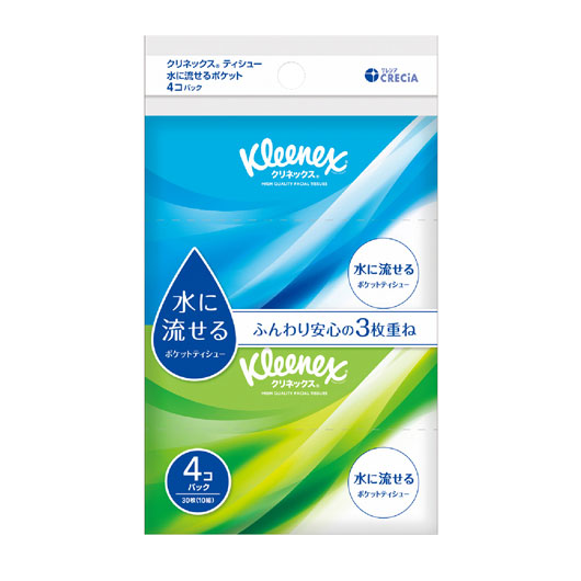 【SALE～11日1:59】 日備品 ティッシュ・ちり紙 【400個ユニット】クリネックス 水に流せる衣嚢ティシュー１０Ｗ４個組 ティッシュ・ちり紙 日備品 ティッシュ・ちり紙 200円 一般受け 100円台
