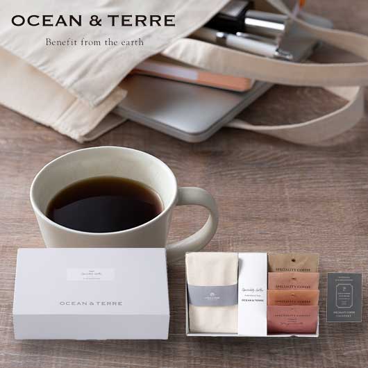 オーシャンテール トートバッグ＆Speciality Coffeeセット ドリップコーヒー 4種 ギフト 内祝い 出産内祝い 結婚内祝い 引き出物 快気祝い 香典返し お返し プレゼント お中元 夏ギフト コットンバッグ スペシャルティコーヒー OCEAN＆TERRE｜ギフトショップ モモフク