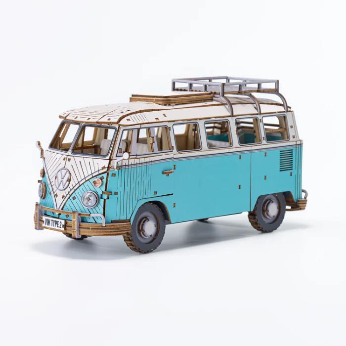 ki-gu-mi VINTAGE フォルクスワーゲン タイプ2 (T1) キャンパーバン 【グリーン】 3Dクラフトアート Volkswagen TYPE2 脳の活性化 認知予防効果 健康 歴史 敬老の日 父の日 母の日 プレゼント パズル 立体パズル 指先 はめこみ 木製 アート オブジェ キット kigumi|ザ・ギフトワン