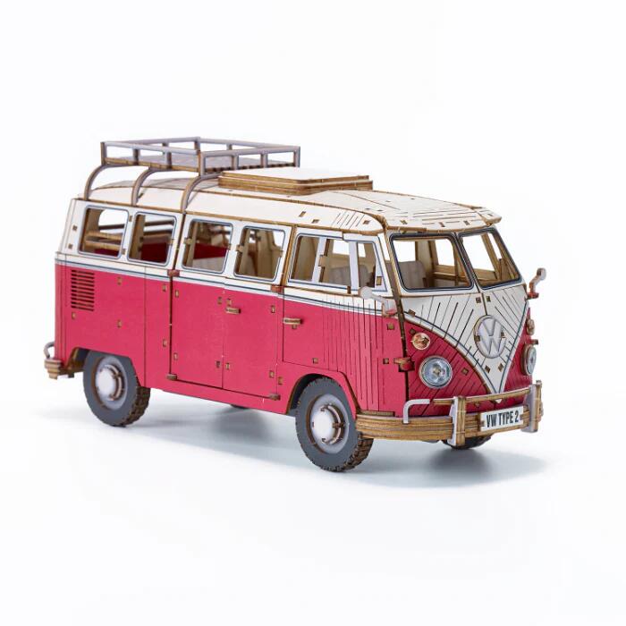 ki-gu-mi VINTAGE フォルクスワーゲン タイプ2 (T1) キャンパーバン 【レッド】　ki-gu-mi　Volkswagen　TYPE2　脳の活性化　認知予防効果　健康　模型　敬老の日　父の日　母の日　プレゼント パズル　立体パズル