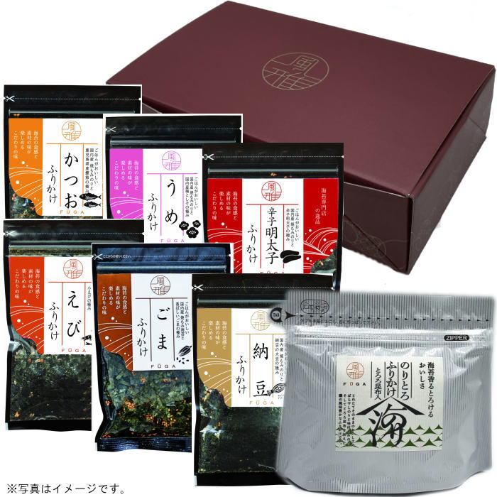 【選べる箱数(1~10箱)】風雅 のりたっぷり ふりかけ6袋&のりとろふりかけ1袋 Lギフト箱【送料込み価格】|ギフトギャラリー石橋