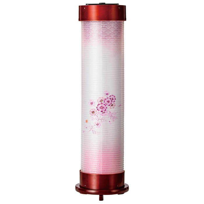 ブドウ酒 ６号 伸縮提燈＜秋桜＞墨付き絵 二重張（一個）LED白熱電球(12446）