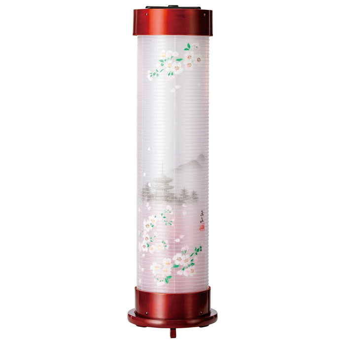 ブドウ酒 ６号 伸縮提燈＜桜に塔＞墨付き絵 二重張（一個）LED白熱電球(12816）