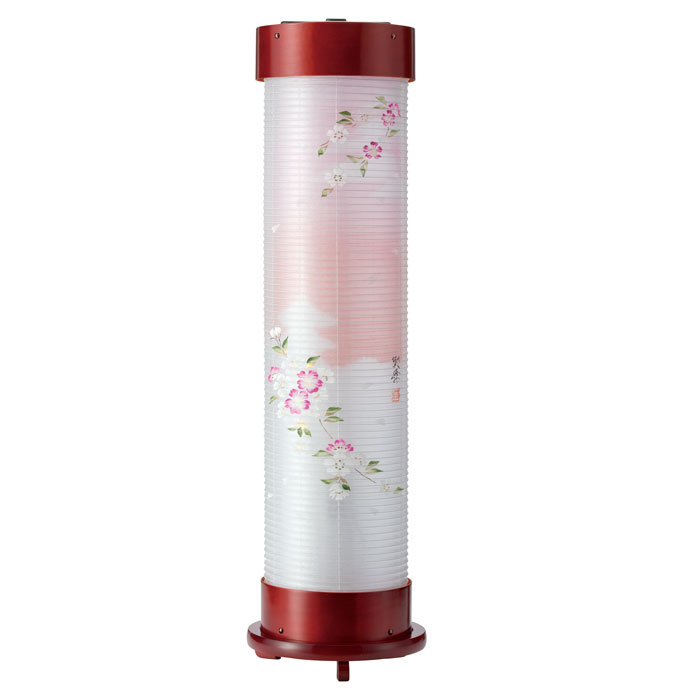 ブドウ酒 ６号 伸縮提燈＜京城・桜＞墨付き絵 二重張（一個）LED白熱電球(12916）