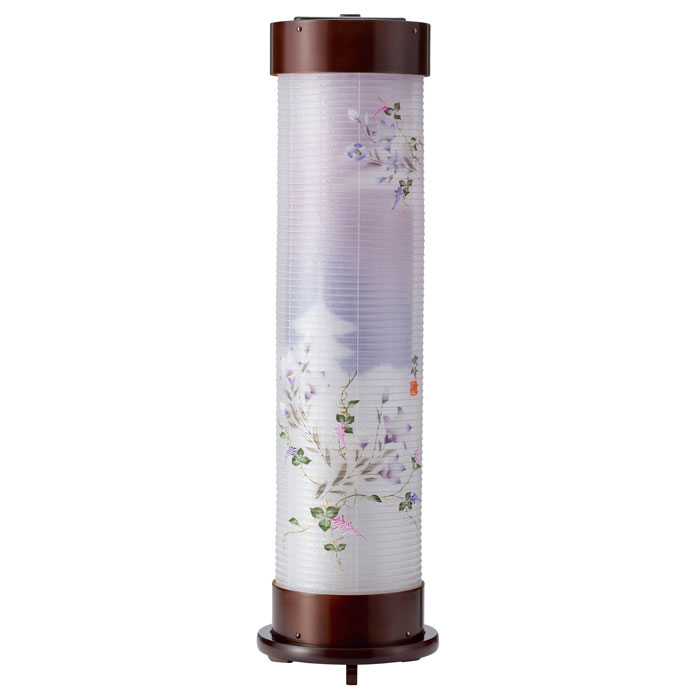 暗然たる ６号 伸縮提燈＜京城・桔梗＞墨付き絵 二重張（一個）LED白熱電球(13916）