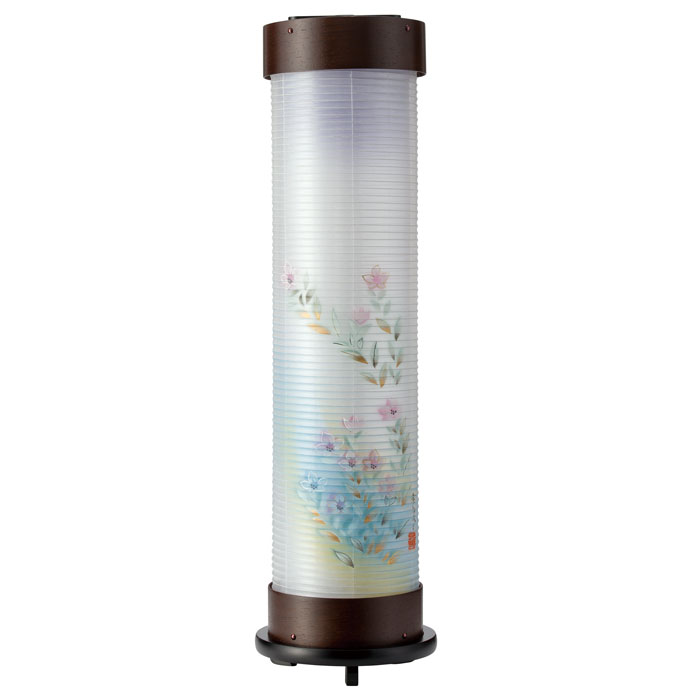 張鉄刀 ６号 伸縮提燈＜朧桔梗＞墨付き絵二重張り（一個）LED白熱電球(19156）