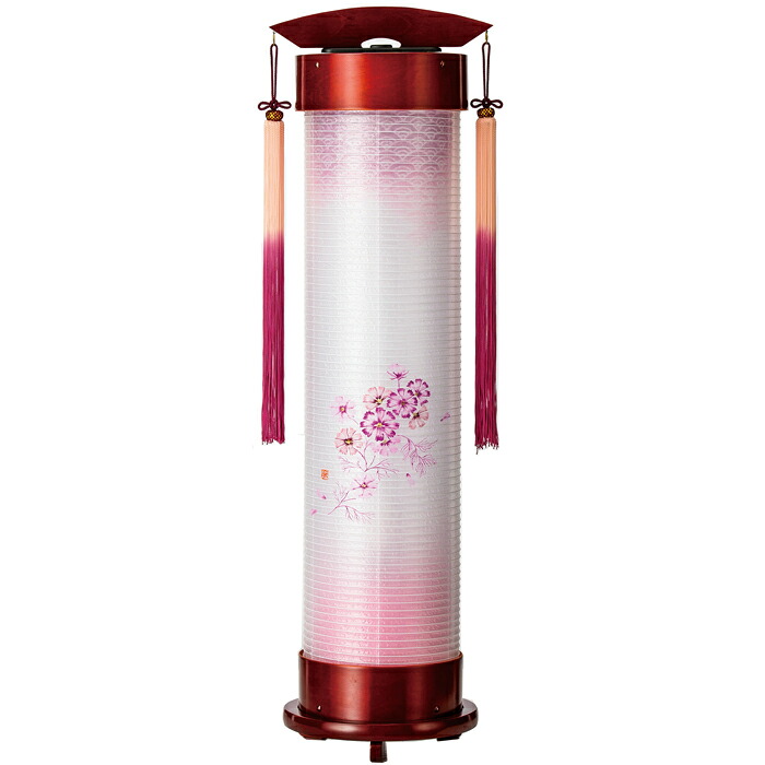ワイン　６号　伸縮提灯＜秋桜＞手描き絵　二重張（一個）飾り手・房付　LED電球(12446Z）｜ギフトギャラリー石橋 43,615円
