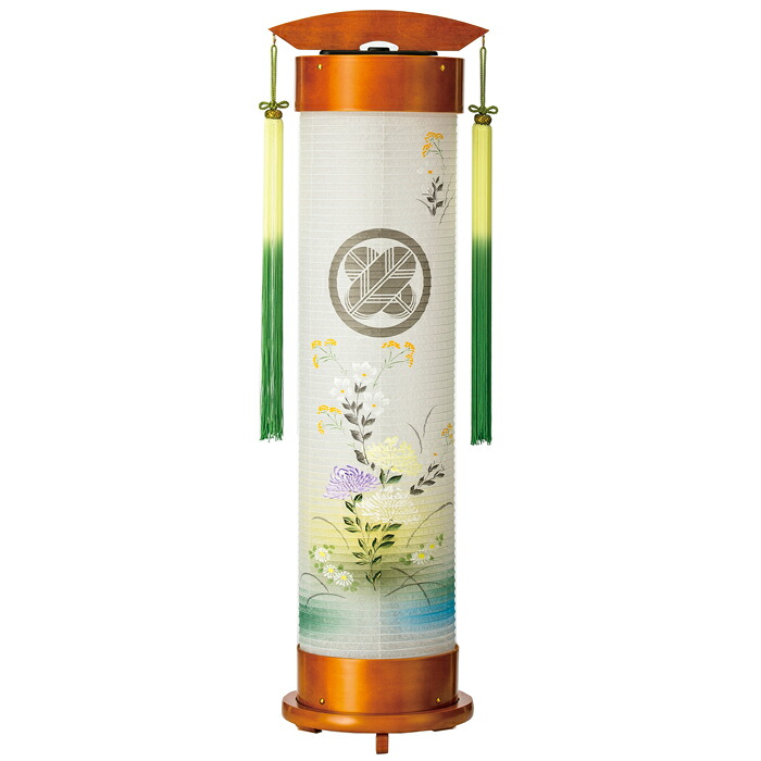 点火装置 ６号 伸縮提燈＜乱菊＞墨付き絵一重張り（和紙）（一個）飾りつけ手・房付 LED白熱電球(11206Z）