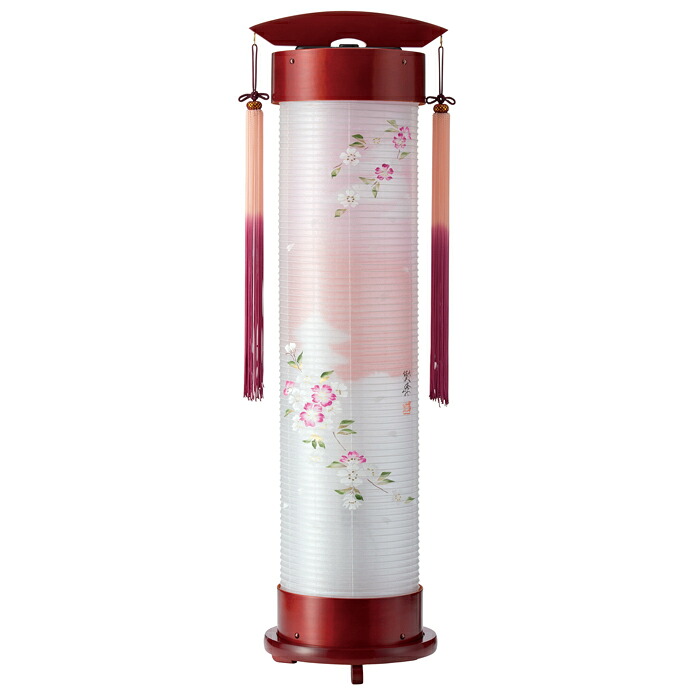 ブドウ酒 ６号 伸縮提燈＜京城・桜＞墨付き絵 二重張（一個）飾りつけ手・房付 LED白熱電球(12916Z）