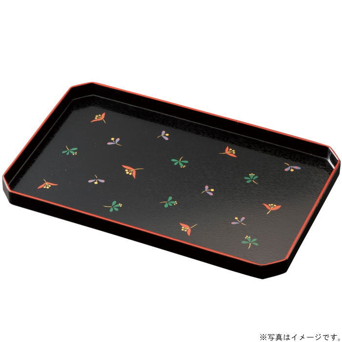 【選べる枚数（1～10枚）】10.0トレー（W30cm)尺すみ切トレー 黒 花チラシユリア樹脂（27-21-3）【送料込み価格】<br>