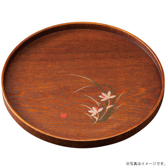 【選べる枚数（1～10枚）】10.0丸盆（差しわたし30珊)春幽客 （金蒔絵・うるしペンキ塗り）木製（27-6-5）インポート工業品【貨物輸送込み通貨価値】\u003cBR\u003e