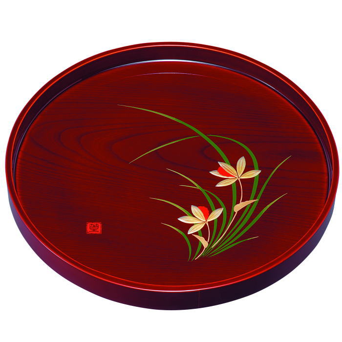 【選べる枚数（1～10枚）】10.0丸盆（差しわたし30糎)春幽客（金蒔絵・盛絵）木製（27-5-2）【貨物輸送込み必要経費】\u003cBR\u003e