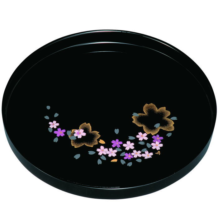【選べる枚数（1～10枚）】 8.0丸盆（径24cm) 黒　桜浪漫 ABS樹脂（27-12-6） 【送料込み価格】 18,744円