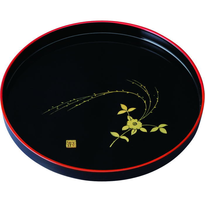 【選べる枚数（1～10枚）】8.0丸盆（径24糎)黒 京小花スチロール脂（27-13-6B）【貨物輸送込み必要経費】\u003cBR\u003e