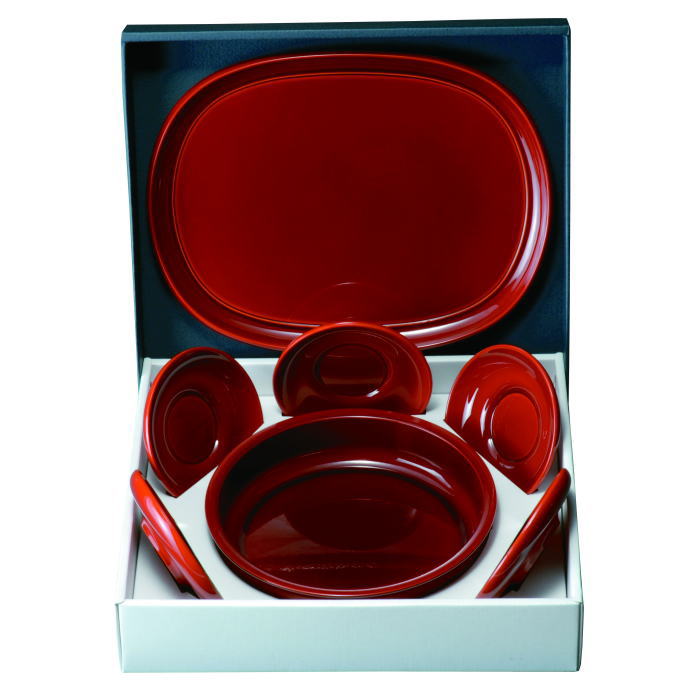 【紀州漆器】 茶の間セット 両面春慶塗 （25-482） 【送料込み価格】