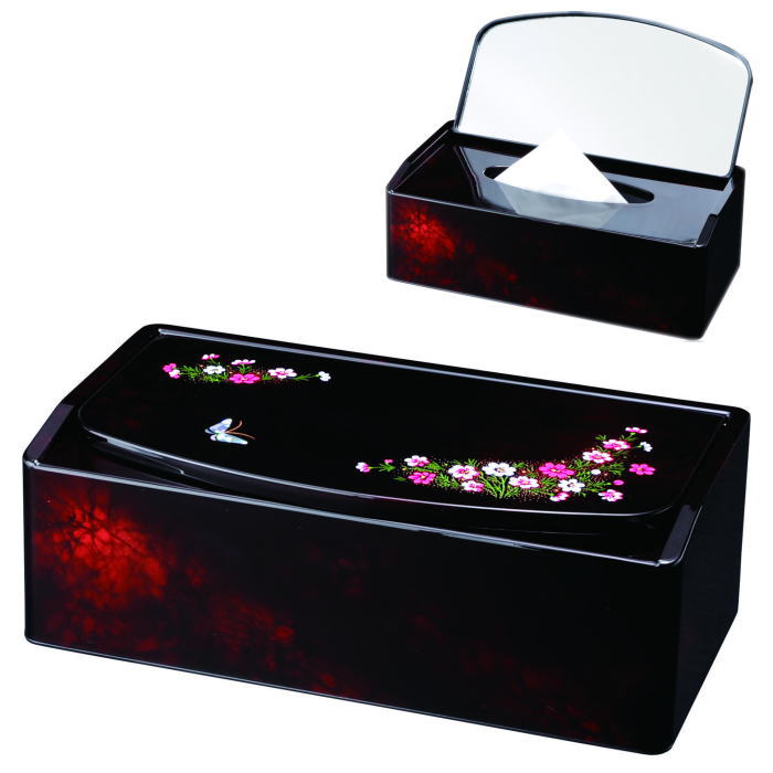 【選べる個数（1～10個）】鏡付　ティッシュBOXコスモス（金蒔絵）（27-48-7）【送料込み価格】｜ギフトギャラリー石橋
