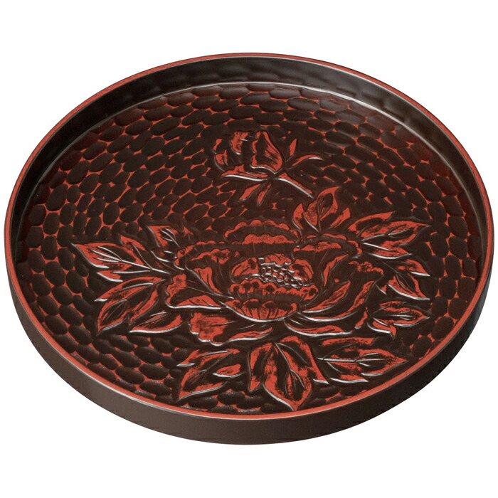 楽天市場】お盆 丸盆 24cm 鎌倉 彫り （ 梅 柿 盆 トレー トレイ