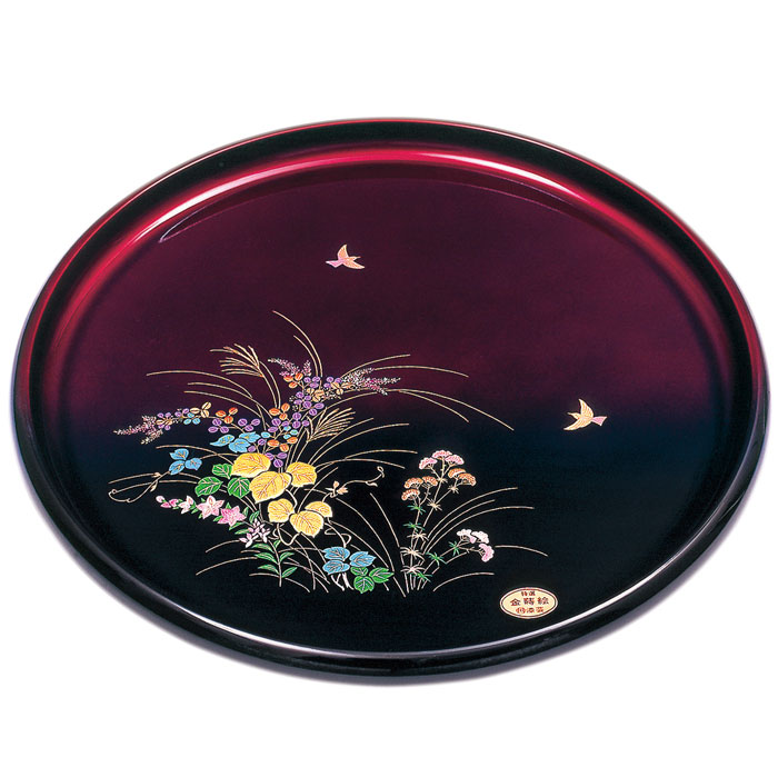 【選べる枚数（1～10枚）】11.0丸盆（φ33糎）塗分玉虫塗 美里（金蒔絵）（27-7-2B）【貨物輸送込み必要経費】\u003cBR\u003e