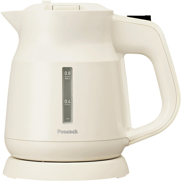 ピーコック 電気ケトル0.8L ＜ホワイト＞（WGK-08W） 【送料込み価格】