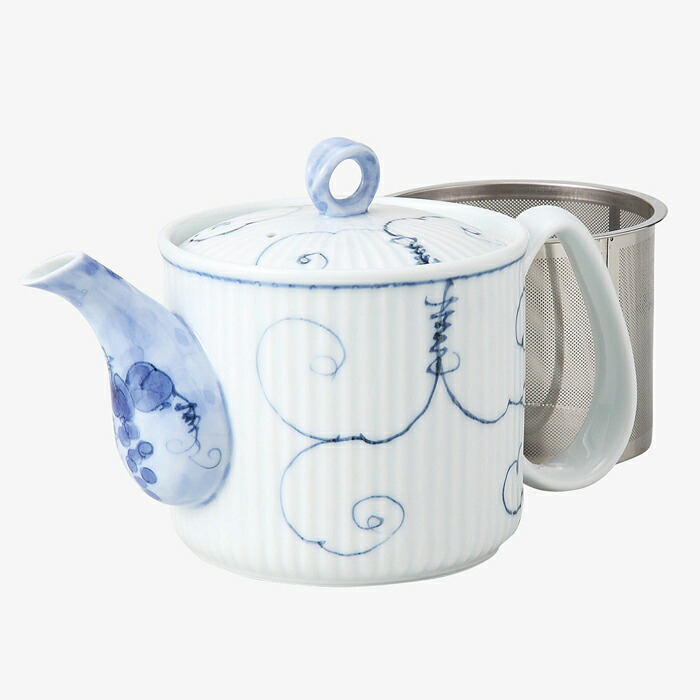 【選べる個数（1～10個）】唐草ぶどう SS軽さポット 大（475ml）(12740)百貨店・ステンレス鋼茶こし【貨物輸送込み通貨価値】
