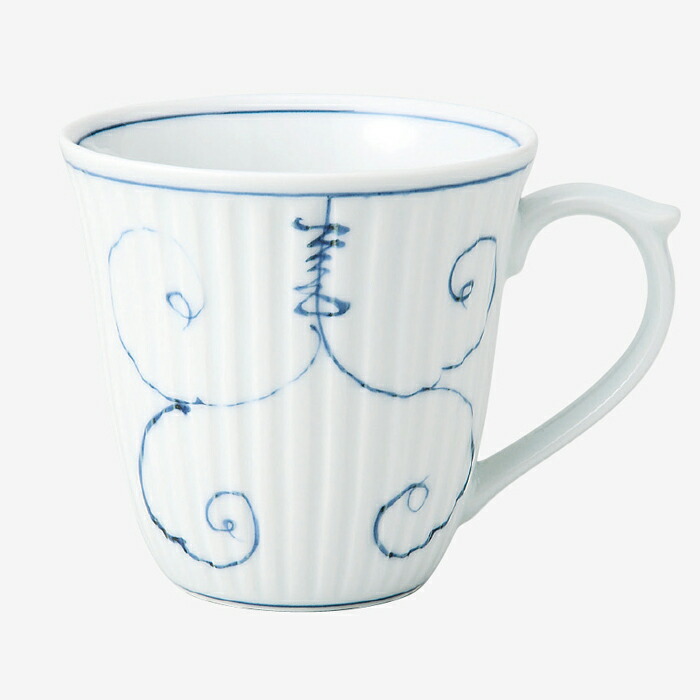 【選べる個数（1～10個）】唐草ぶどう 軽さマグカップ 青(250ml) １個（12741）【貨物輸送込み通貨価値】