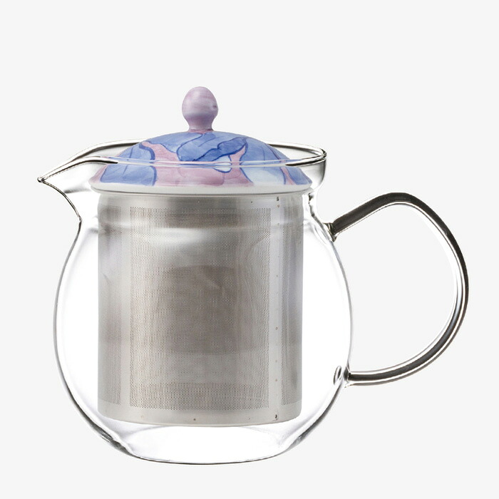 【選べる個数（1～10個）】モクレン SS硝子ポット 紫・大（700ml）１個百貨店・ステンレス鋼茶こし（25497）【貨物輸送込み通貨価値】