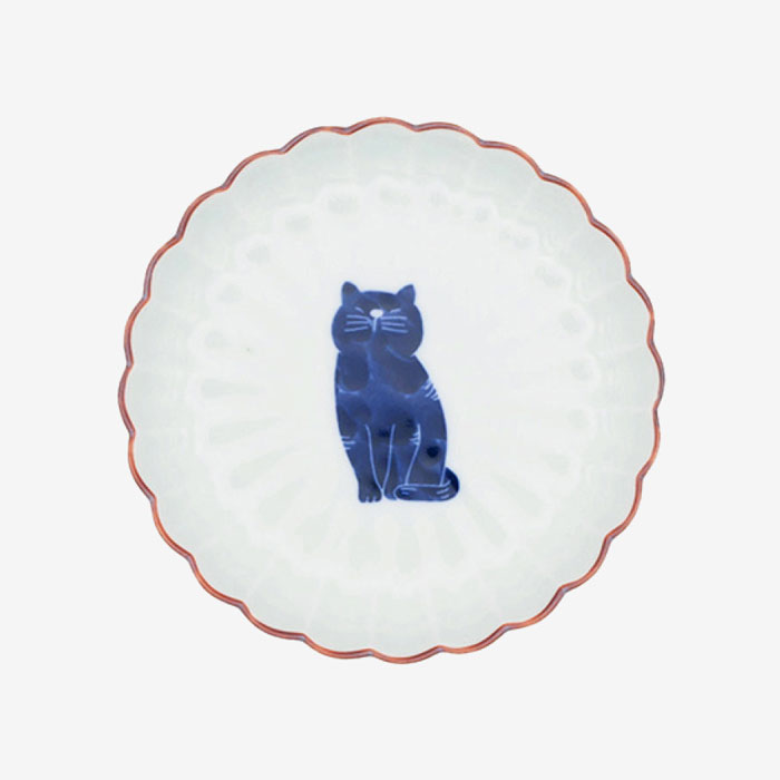 【選べる枚数（1～10枚）】呉須猫  菊割3.5寸（φ10.5cm）皿 我慢(27143)窯元の逸品 ≪高山≫【送料込み価格】