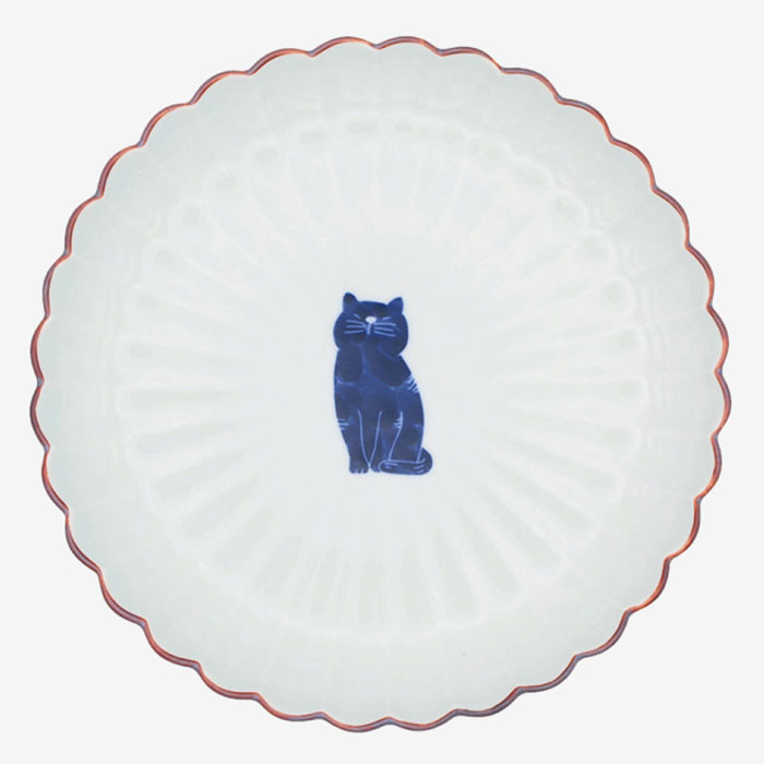 【選べる枚数（1～10枚）】呉須猫  菊割5.5寸（φ16cm）皿 我慢(27147)窯元の逸品 ≪高山≫【送料込み価格】