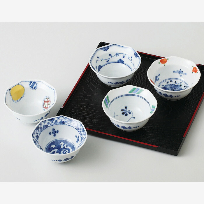 【選べる箱数（1～10箱）】染錦絵上がり下がり 盆付八角小付揃(PRICE GIFT-30010)【貨物輸送無料】