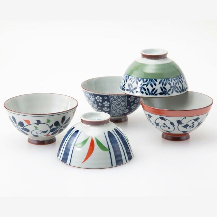 未使用品　木箱有り　源右衛門　お茶碗　飯碗　染付　格子　5個　セット　和食器 楽天市場】飯碗 ご飯茶碗 茶碗染錦いろどり 飯碗揃 食器 和食器 セット