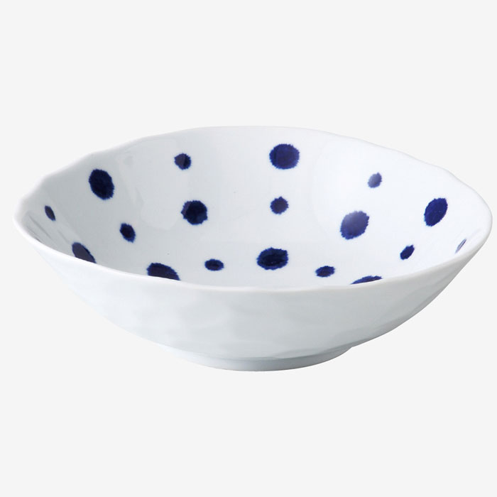 【選べる枚数（1～10枚）】indigo aidama 変形多用鉢(φ20cm) 藍染水玉 (32559)クラシノウツワ【送料込み価格】