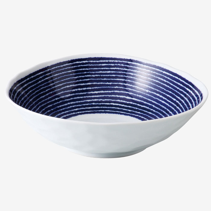 【選べる枚数（1～10枚）】indigo aidama 変形多用鉢(φ20cm) 藍染駒筋 (32561)クラシノウツワ【送料込み価格】