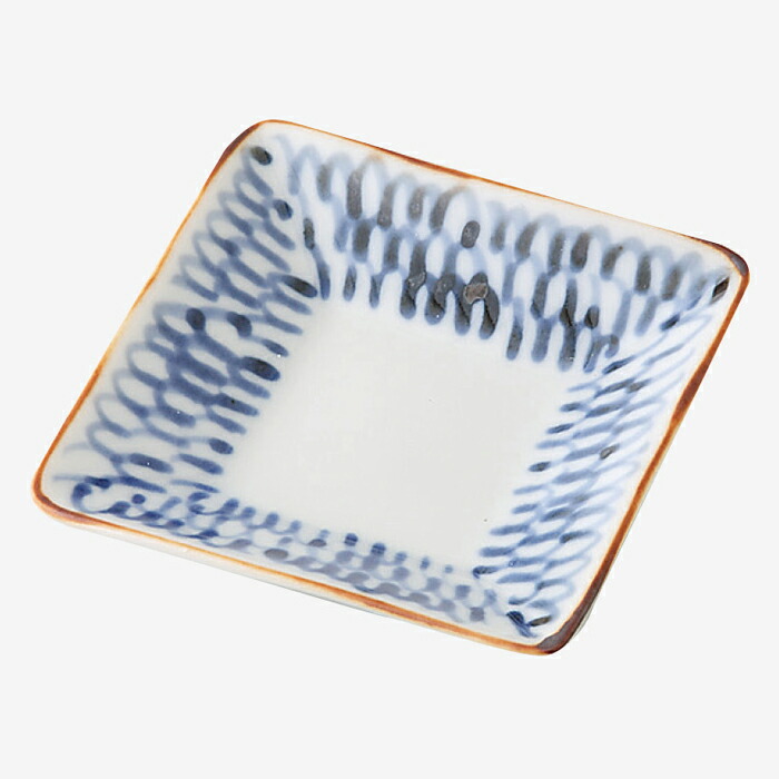 【選べる枚数（1～10枚）】副千製陶所染文様 角豆皿 みじん唐草(7×7cm)１枚(60440)【送料込み価格】