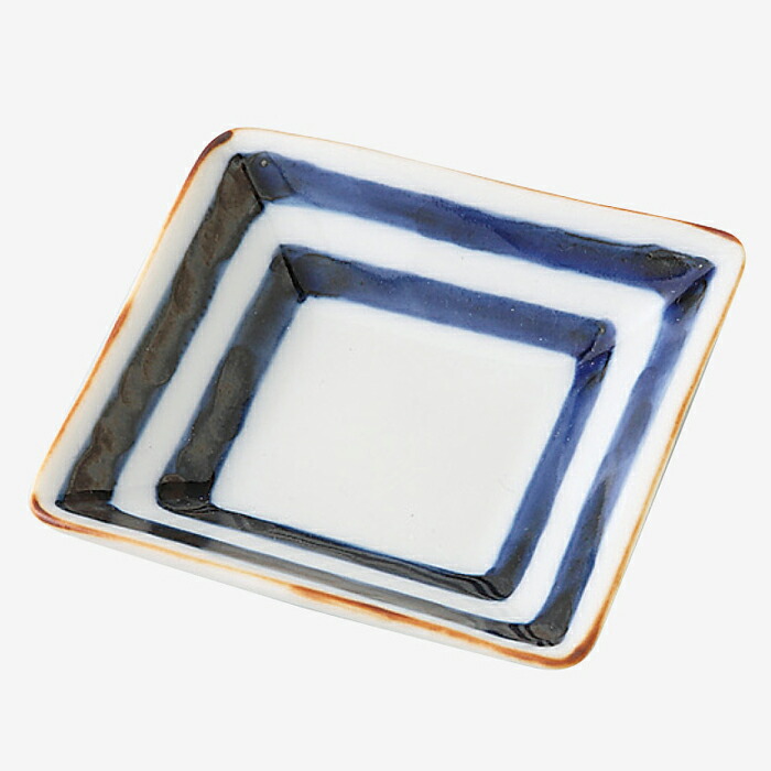 【選べる枚数（1～10枚）】副千製陶所染文様 角豆皿 濃線紋(7×7cm)１枚(60442)【送料込み価格】