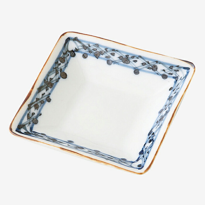 【選べる枚数（1～10枚）】副千製陶所染文様 角豆皿 渕地紋(7×7cm)１枚(60443)【送料込み価格】