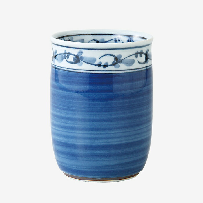 【選べる個数（1～10個）】菊地紋 湯呑（青・大) (225ml）(70871）【貨物輸送込み通貨価値】