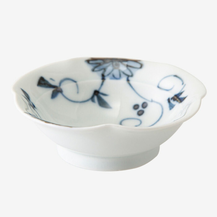 【選べる枚数（1～10枚）】 花唐草 なぶり小付 （青）(φ8.5cm)(30155) クラシノウツワ 【送料込み価格】
